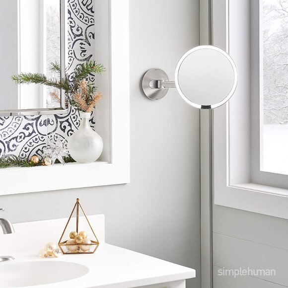 Simplehuman Wall Mount Sensor Mirror, 5x Magnification, Brushed Stainless Steel - Picture 3 of 11